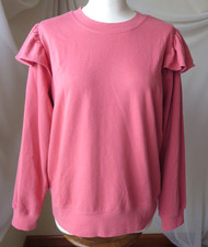 TIME AND TRU PINK SWEATSHIRT LONG SLEEVE CREW NECK PULLOVER COTTON BLEND L 12-14