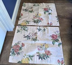 Vintage Cottage Pr Pink Striped Floral Roses Butterflies Standard Pillow shams