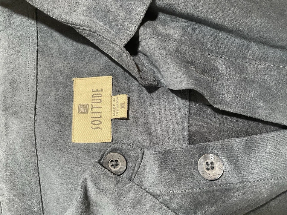 Solitude 90s Y2K Style blue button down shirt suede-like Men’s Size XL - Image 3 of 3