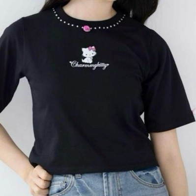 Sanrio Charmy Kitty Short Sleeve T-Shirt Y2K Stone Ribbon Pasios Women Don Quijo