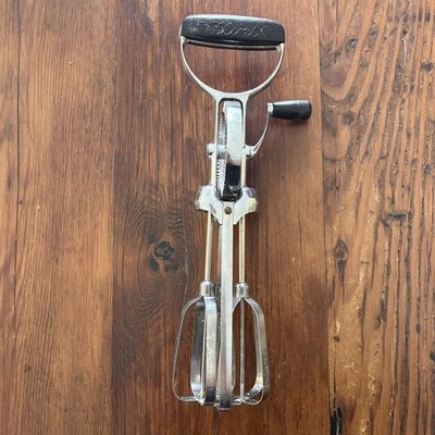 Vintage Flint Ecko Best Egg Beater Heavy Duty Stainless Steel Hand Crank Mixer