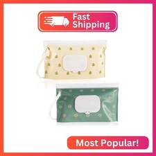 FEBSNOW 2 Pack Baby Wipes Dispenser, Portable Refillable Wipe Holder Baby Wipes