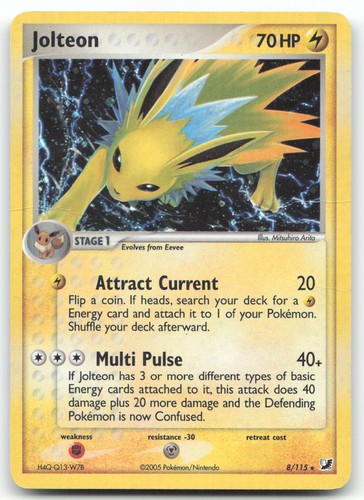Jolteon 8/115 Holo Rare Unseen Forces Pokemon Damaged