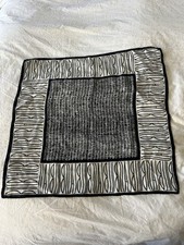 UNIQUE VINTAGE BILL BLASS BLACK  WHITE LOGO SILK SQUARE SCARF 23" x 22"