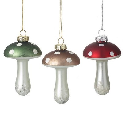 Heaven Sends Set of Three Colourful Glass Toadstool Christmas Tree Decorations