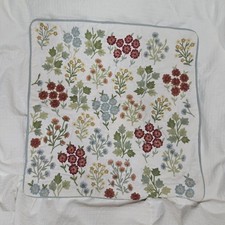 Vintage Floral Embroidered Throw Pillow Cover Cottagecore Boho 18x18 Zip