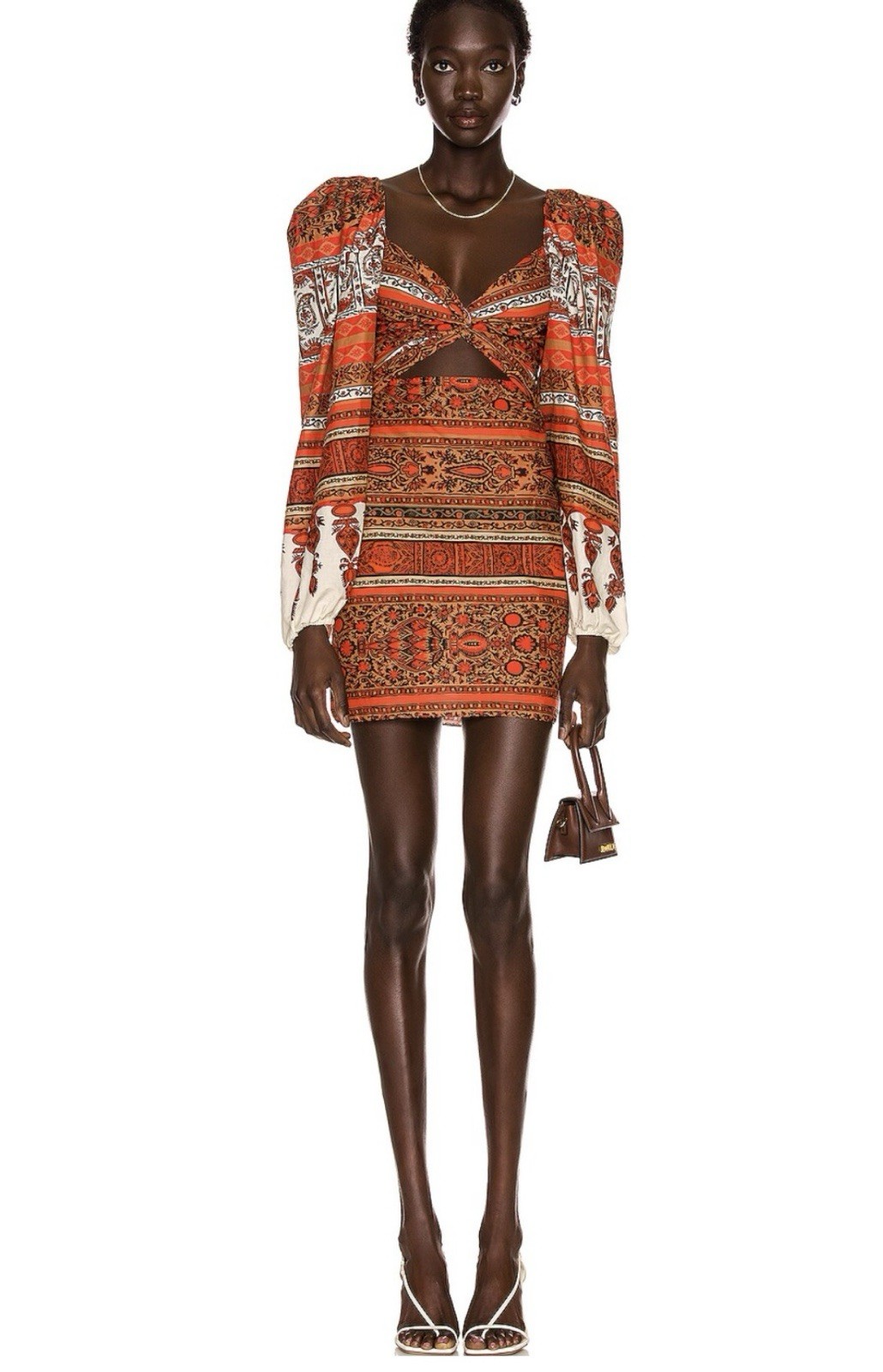 $850 Johanna Ortiz Women's Orange Tropical Cutout Mantra Mini Dress