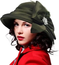 Women Wool Felt Dress Party Hats for Fall, Winter Church Hats 1920s 1950s 60s