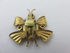 Vintage Sterling Silver Gold Vermeil Butterfly Scarf Clip Rhinestone Insect Pin — photo 4