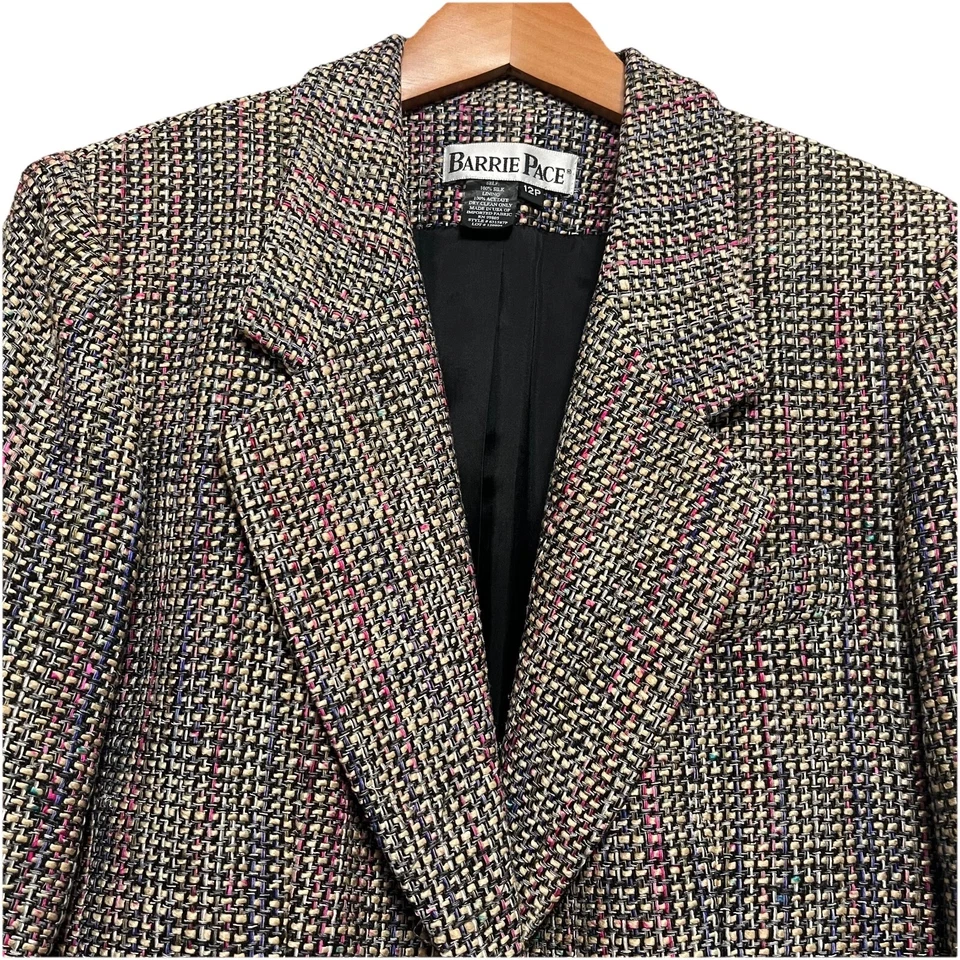 Blazer Barrie Pace 100% seda multicolorido tweetado tamanho 12P - Imagem 3 de 4