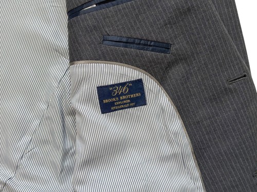 Traje Brooks Brothers Explorer Fitzgerald Fit para hombre talla 46R con pantalones talla 37 gris - Imagen 10 de 18
