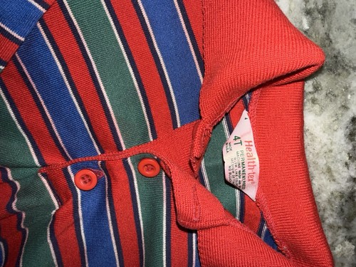 Vintage Healthtex Boys Striped Color block Shirt Size 4T Red Blue Y2K Buttons - Picture 3 of 4