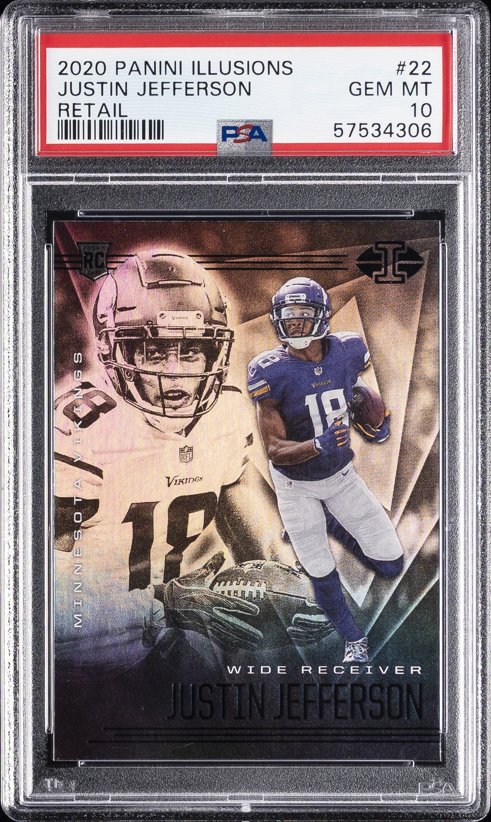 2020 PANINI ILLUSIONS RETAIL #22 JUSTIN JEFFERSON ROOKIE RC PSA 10
