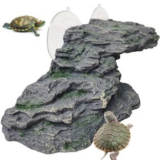 Turtle Basking Platform Reptile Climbing Shale Resin Step Ledge Stone Aquariu...