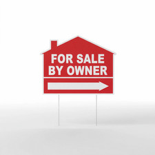 2-Pack For Sale By Owner Yard Sign FSBO House Shaped Lawn Signs Stakes