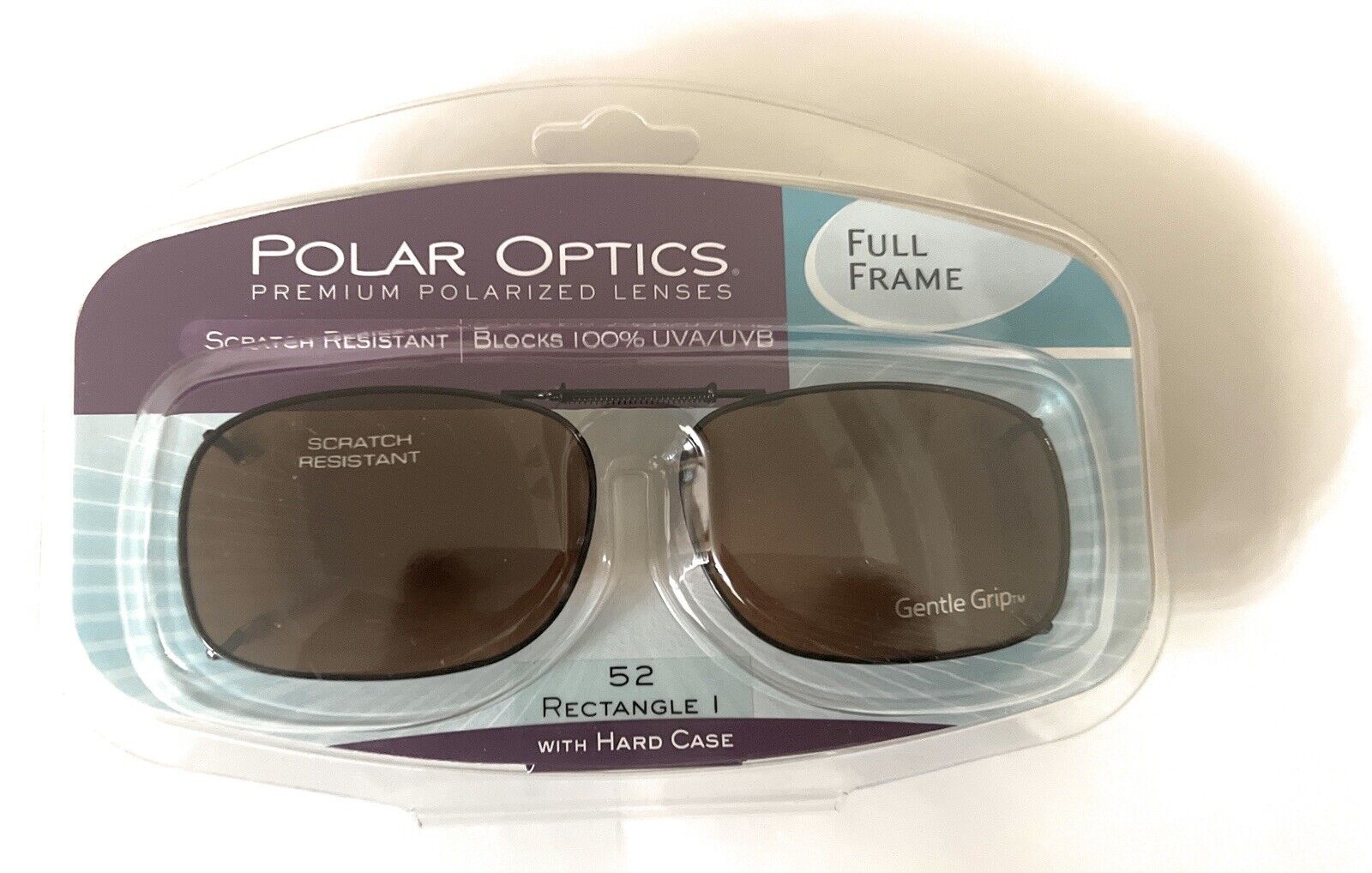 Polar Optics Polarized Clip On Sunglasses w/Hard Case, 52 Rec 1 full frame Amber