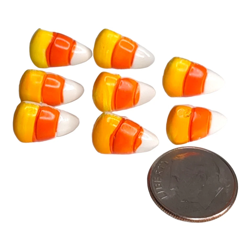 Lot 8 Vintage Halloween Candy Corn Shank Buttons Sewing Crafting 13mm x 8mm - Image 2 of 4