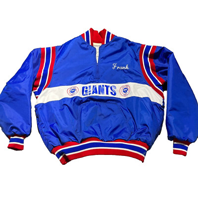 Vintage 80s Delong New York Giants Jacket Mens Large 1/4 Zip Made in USA Lined