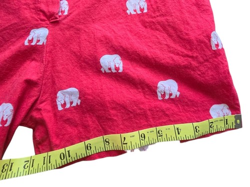 Vintage Women Boxy Romper Playsuit Red Cotton With Bears Print USA 60's 70's S/M - Picture 6 of 21