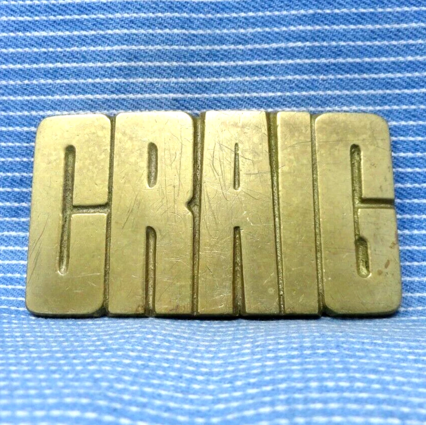 Пряжка для ремня CRAIG Iconic 70-е вырез из латуни имя винтажный Baron Тайвань .TYC310 - Изображение 2 из 4