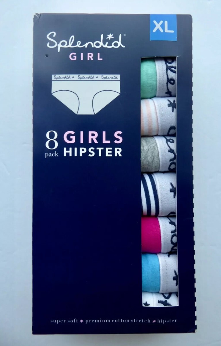 Splendid Girls Underwear 8-Pack Soft Cotton Hipster, Multicolor