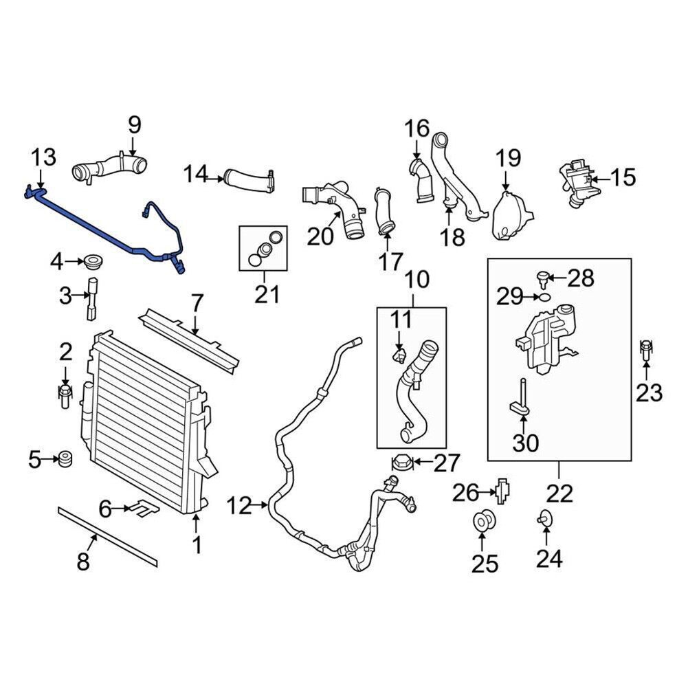 Engine Radiator Expansion Tank Coolant Water Hose Pipe For Land Rover Discovery4