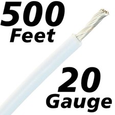 500 Feet White 20 Gauge Stranded Hook-Up Wire, Tinned Copper, PVC Insulation