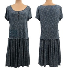 LRL Lauren Jeans Ralph Lauren Paisley Drop Waist Midi Dress Cottage Blue Large