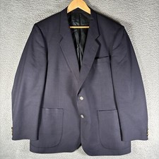 Burberrys Blazer Sport Coat Navy Blue Wool Metal Buttons Great Britain Mens 42