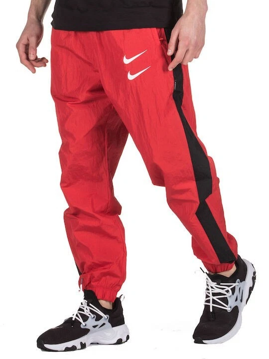 Nike Sportswear Multi Swoosh Red Nylon Track Pants Men's Size: XL / EU 54