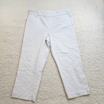 Time Tru Pull On Cropped Capri Chino Pants Small White Coastal Summer Stretch
