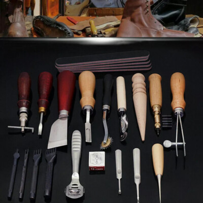 Pro Leather Craft Tools Punch Kit Stitching Carving Sewing Working Skiving Knife