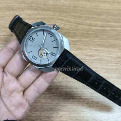 Parnis 40mm Automatic Movement Men's Mechanical Watch Square Case Hollow Flywhee