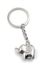 Elephant Keyring with Trunk Tall Silver Metal Pendant Charm