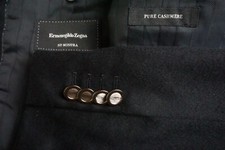 Ermenegildo Zegna Roma Fit Pure Cashmere Solid Black Sport Coat Jacket Sz 44L
