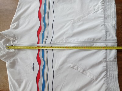Veste Vintage Adidas The Face Busselton ATP Années 80 – Taille L, Blanc/rouge, Deadstock Légère Usure