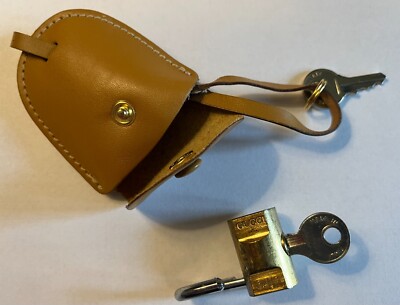 Vintage Gucci Brass Logo Padlock and Key Cadena Lock Set Bag Charm - BRAND NEW