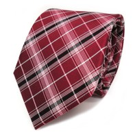 Tigertie Designer Seidenkrawatte Rot Signalrot Silber Schwarz Gestreift