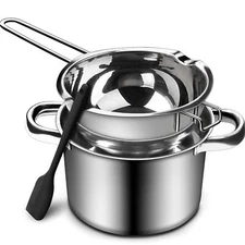 1000ML/1QT Double Boiler Chocolate Melting Pot with 2.3 QT 304 Stainless Stee...