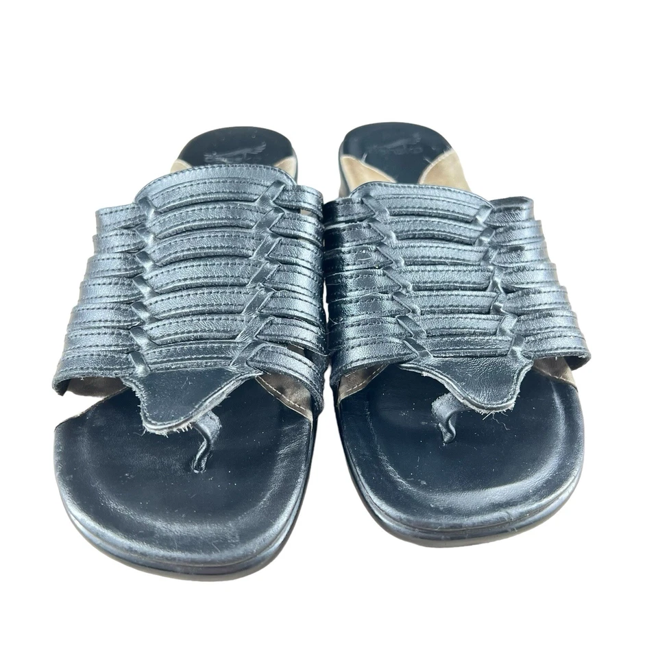 Dansko Womens Topanga Leather Sandals Thong Slide Black Rubber Sole Sz 6.5 - 37 - Image 3 of 4
