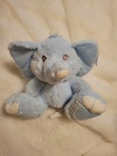 Aurora Baby Blue Elephant Soft Plush Lovey Satin Stuffed Animal Toy 10"