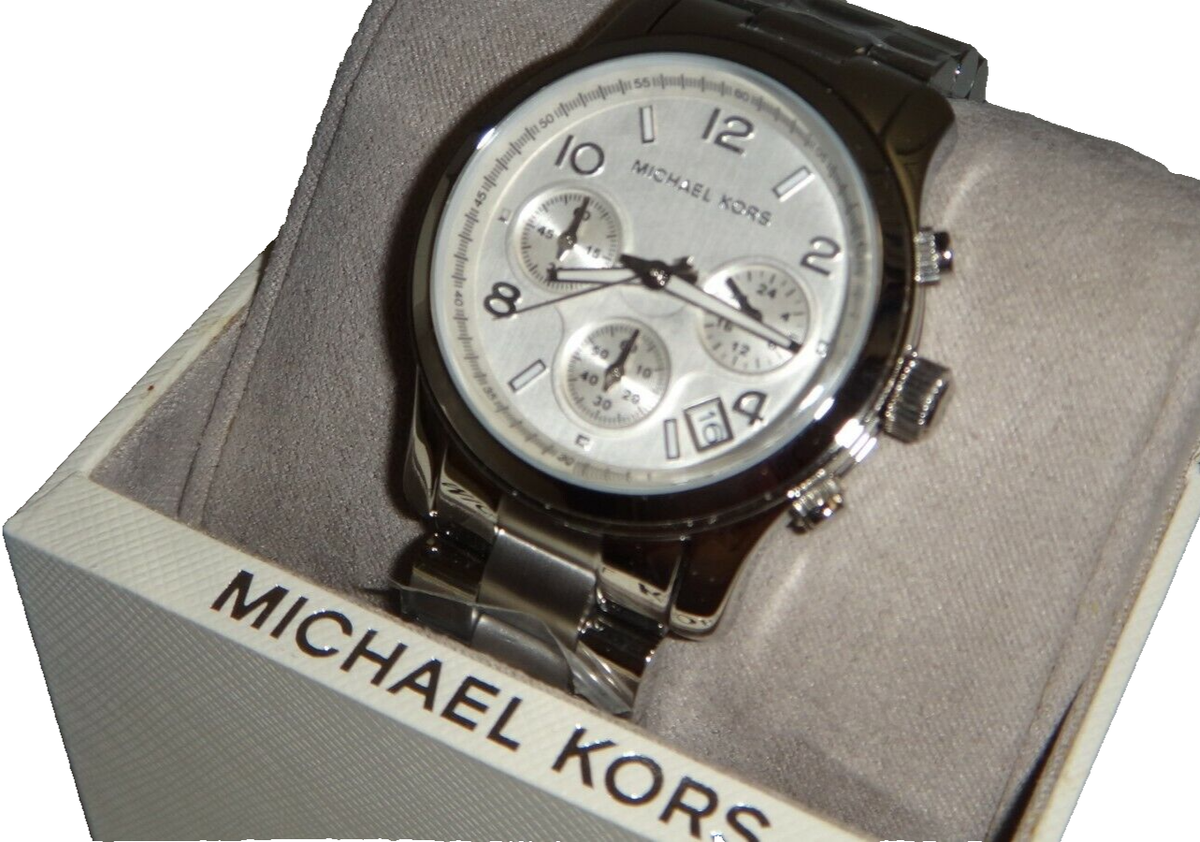 Michael Kors MK5076 Runway Silver Chronograph Watch Box Extra Links Untested Michael Kors MK5076 Runway Silver Chronograph | Mercari main image 3