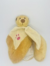Teddy Bear Lovey Baby Security Blanket Light Brown Paw Print 10.5  Plush Soother