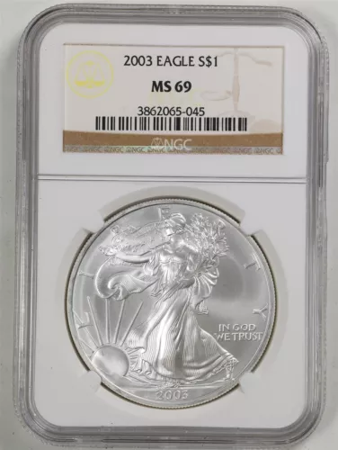 2003 1oz Silver American Eagle MS69 NGC 3862065-045