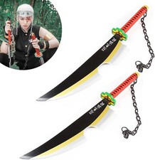 UK Seller 2PCS Demon Slayer Uzui Tengen Cosplay Wooden Swords Replica Prop 80cm