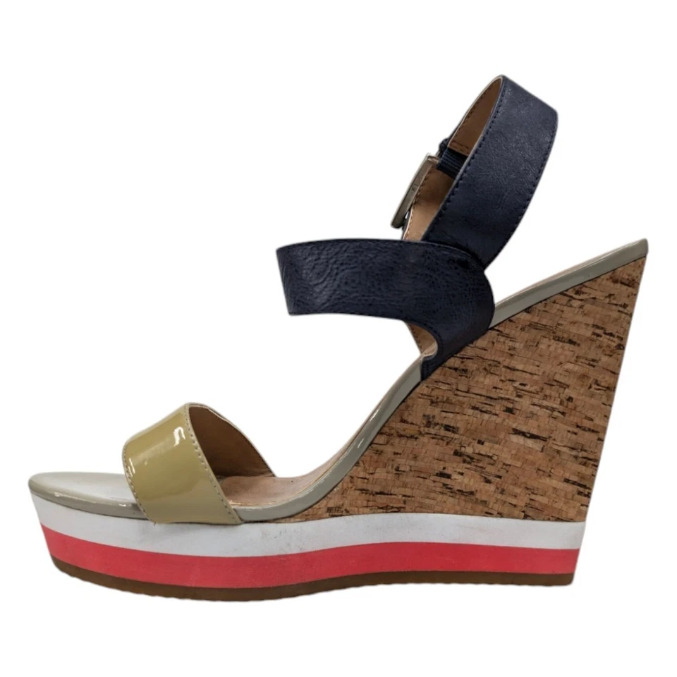 RED Saks Fifth Avenue Dana Wedge Sandal Women Leather Cork Platform EU 39 US 8.5 - Image 2 of 4