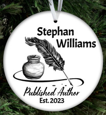 New Published Author Personalized Christmas Ornament for Men Book Writer Gifts
