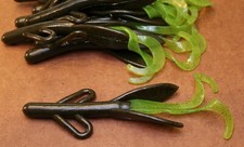 6" Big Hog Brush Hog Style Green Pumpkin Chart Pepper Tail 50 count bulk plastic