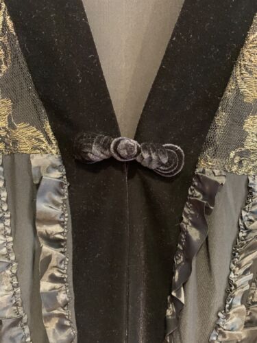 Ania.A silk & velvet gold/black jacket, Sz M, art to wear, whimsigoth, fairy - Picture 2 of 16