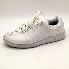 K-Swiss Womens Sneakers White Leather Lace Up Walking Shoe Low Top Flat Heel 6.5